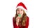 Christmas kid girl Xmas tree cookie isolated on white