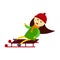 Christmas kid sledding vector.