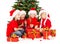 Christmas kids in Santa hat with presents figts si