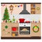 Christmas kitchen interior. Christmas decorations and treats. Vector illustration