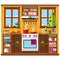 Christmas kitchen interior  cooking delicious food to celebrate Christmas and new year. Winter holidays  vector illustration