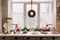 Christmas Kitchen Interior Decorated Xmas Wreath