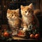 Christmas kittens. gifts, garlands, Christmas, New Year. Generative AI