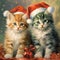 Christmas kittens. gifts, garlands, Christmas, New Year. Generative AI