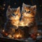 Christmas kittens. gifts, garlands, Christmas, New Year. Generative AI