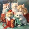 Christmas kittens. gifts, garlands, Christmas, New Year. Generative AI