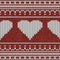Christmas Knit Print. Scandinavian Red Border Wool Pullover. Sweater Ugly. Holiday Heart Ornament. Festive Crochet
