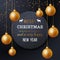 Christmas Label with type design golden balls