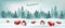 Christmas landscape banner. Forest and presents in snow.