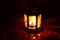 Christmas lantern glowing in dark