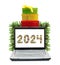 Christmas laptop and 2024 number