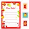 Christmas Letter to Santa Claus. Decorated Letter blank and postal stamps. New Year Holidays kit for children, kids, seasonal