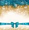 Christmas light background with realistic fir twigs, balls, ribbon bow