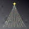 Christmas light tree with garland isolated on dark background. Colorful garland effect. Light tree