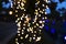 Christmas lights blurred on city streets