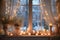 christmas lights on a frosty windowpane creating a cozy ambiance