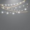 Christmas lights isolated on transparent background. Set of golden xmas glowing garland. Vector illustration