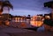 Christmas Lights on Lake Seen From Boat Dock