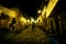 Christmas lights in the medieval old town of Puebla de Sanabria. Zamora. Spain.