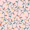 Christmas lights seamless pattern. Cute flat light bulbs on a string in retro print for Xmas wrapping paper, background.