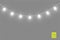 Christmas lights on transparent background. Xmas glowing garland. Vector illustration