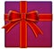 Christmas lilac gift with red ribbon and bow