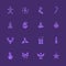 Christmas linear icon set on violet