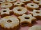 Christmas Linzer cookies close up