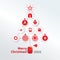 Christmas logistics card. Schematic christmas tree with PC mouse on white background. Flat icons