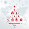 Christmas logistics card. Schematic christmas tree on schematic world map. Flat icons on white background