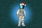 Christmas lone astronaut in the Santa hat