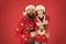 Christmas is love. Little daughter show love heart to father. Bearded man and small child on xmas. Share love and care