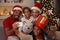 Christmas lovely afro American family making selfie