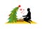 Christmas Lover. Christmas tree at picnic. Rendezvous in Park. M