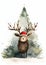 Christmas Magic: A Festive Deer with Santa Hat and Inky Thistle