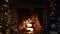 Christmas. magic glowing tree, fireplace and gifts, fireplace with christmas