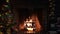 Christmas. magic glowing tree, gifts, fireplace with christmas tree