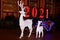 Christmas magic installation with 2021 symbol