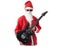 Christmas male guitarist with a black electric guitar