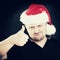 Christmas Man Showing Like. Thumb Up Sign