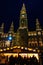 Christmas market in front of Rathaus - City hall at Vienna
