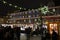 Christmas market in German city center lighted by night