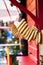 Christmas Market in Red Square, Moscow. Russian drying on rope, bagels