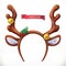 Christmas mask with reindeer antlers. 3d vector icon