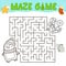 Christmas Maze puzzle game for children. Outline maze or labyrinth game with christmas penguin