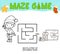 Christmas Maze puzzle game for children. Simple outline maze or labyrinth game with christmas boy elf