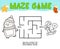Christmas Maze puzzle game for children. Simple outline maze or labyrinth game with christmas penguin