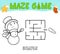 Christmas Maze puzzle game for children. Simple outline maze or labyrinth game with christmas Snowman