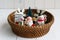 Christmas miniature model decoration on basket