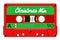 Christmas mix cassette for retro themed holiday party invitation or mix cover. Winter greetings tape with 80s style and